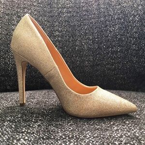 Mermaid-Patterned Gold Glitter Stiletto